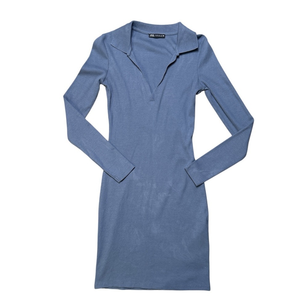 Zara Classic Blue Gray Long Sleeve Dress